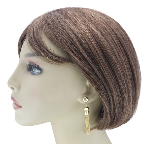 18 Karat Yellow Gold Dangle Chain Tassel Earrings #21224 - Picture 7 of 8